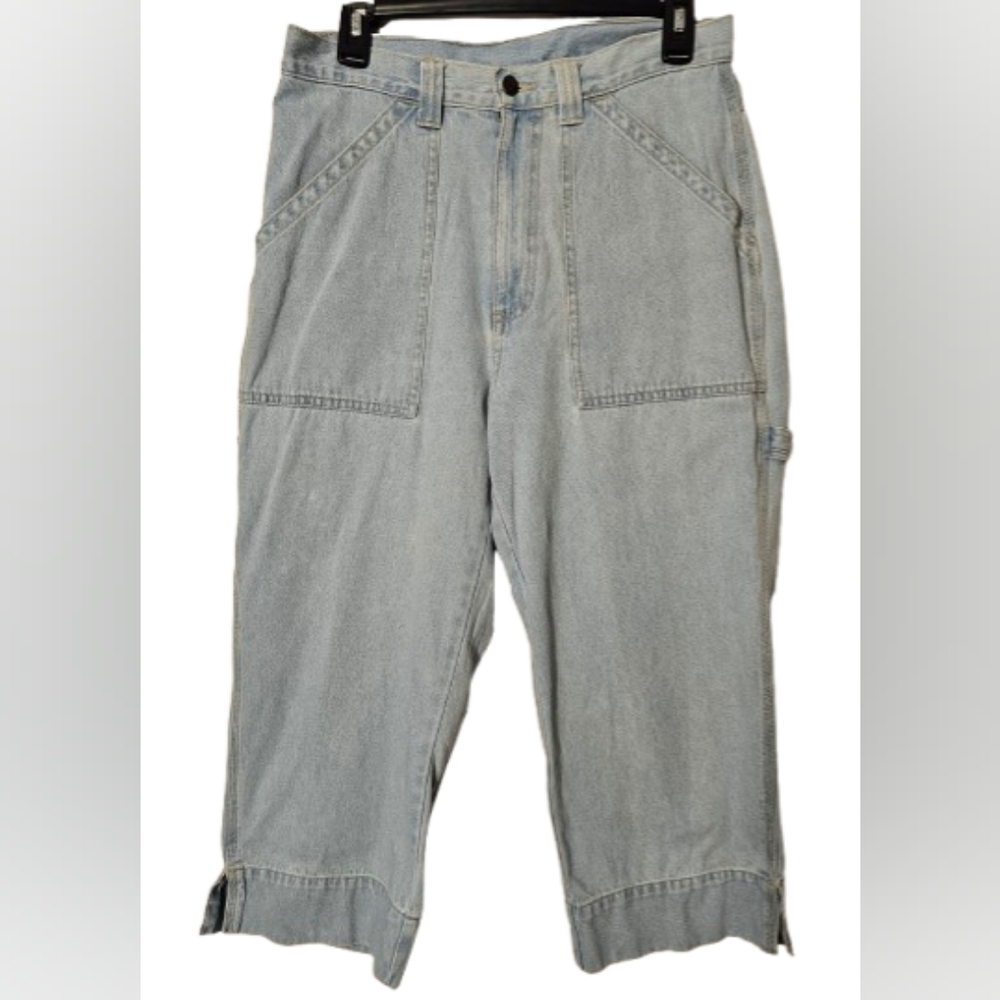 Bill Blass Vintage 90's Light Wash Carpenter Cropped Pants Women's Size 8